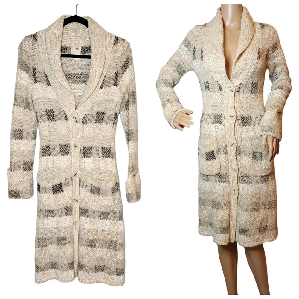Anthropologie Far Away From Close‎ mohair/wool/alpaca-blend long cardigan. XS
